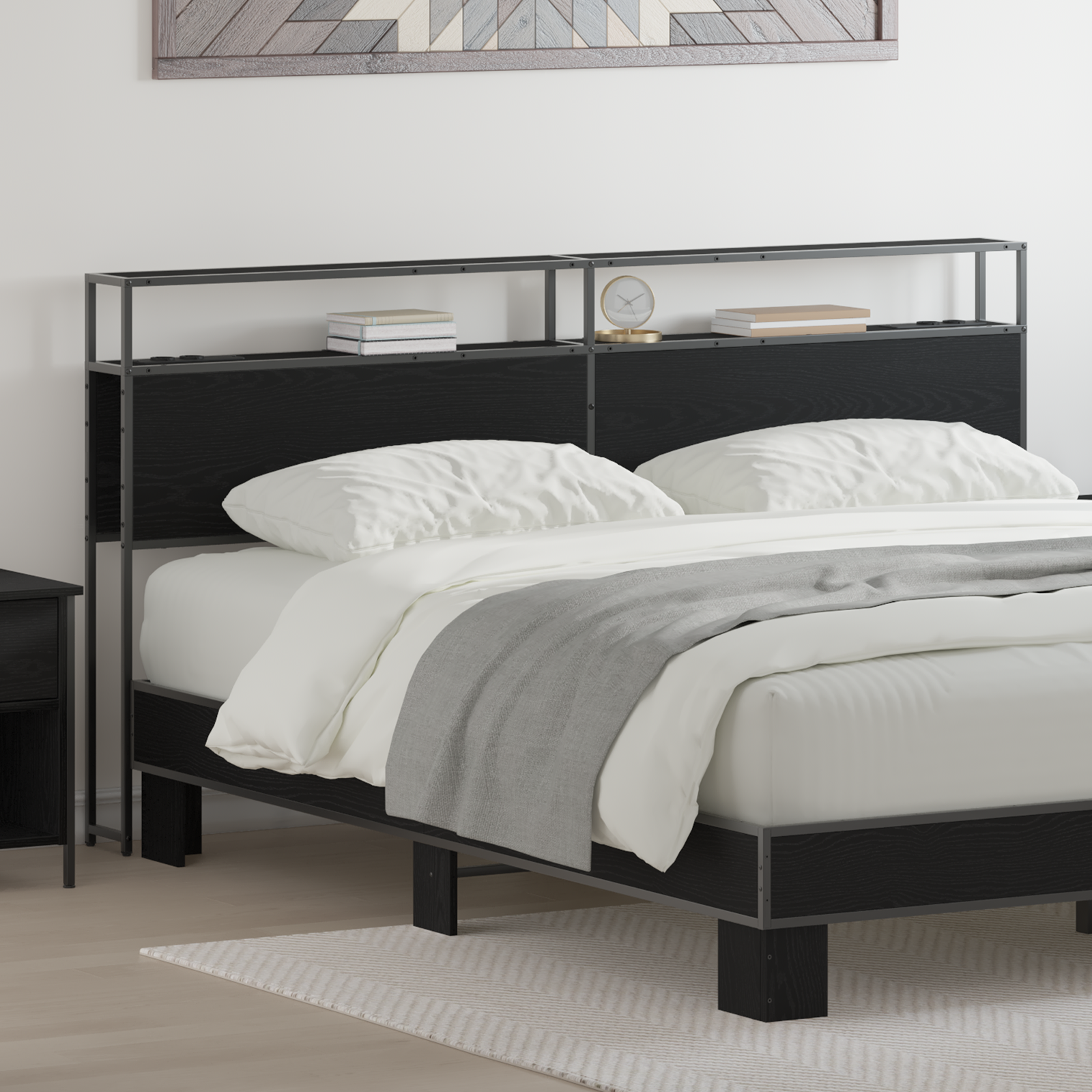 vidaXL Cabecera de almacenamiento con cabecera Roble negro 180 cm