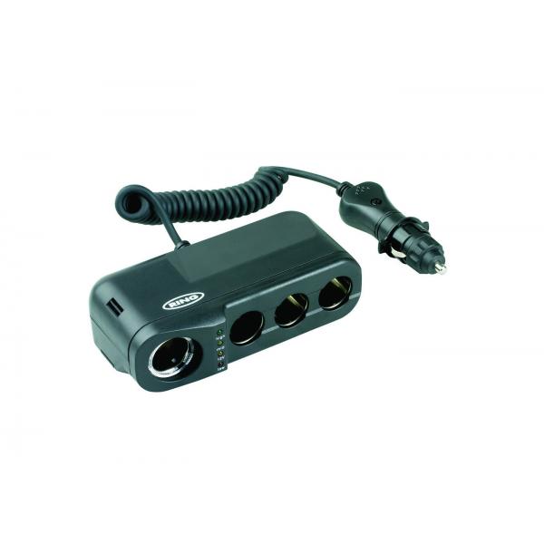 Quadrupla Presa Accendisigari 12v 8a Con Tester Batteria