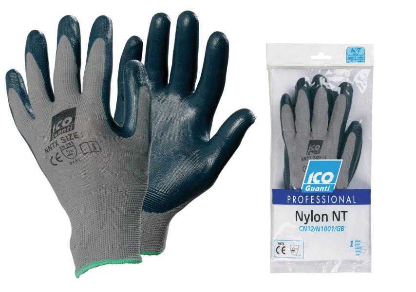 Coppia Guanti Nylon Nt In Nylon E Nitrile Taglia M (7-7,5)