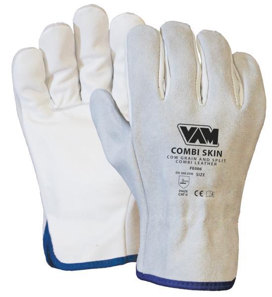 Coppia Guanti Combi Skin Pelle Fiore Crosta Bovina Taglia M/8