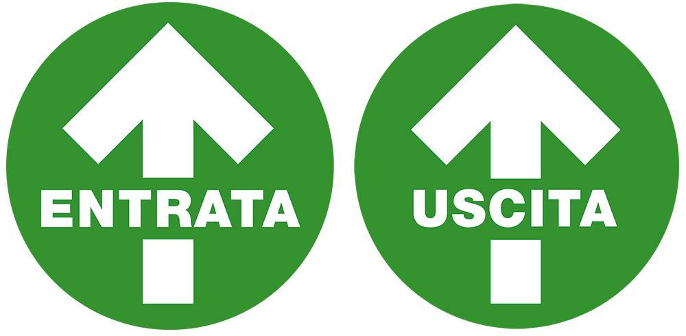 Conf. 2 Bolli Adesivi ''entratA-Uscita'' Diametro 40 Cm Verdi