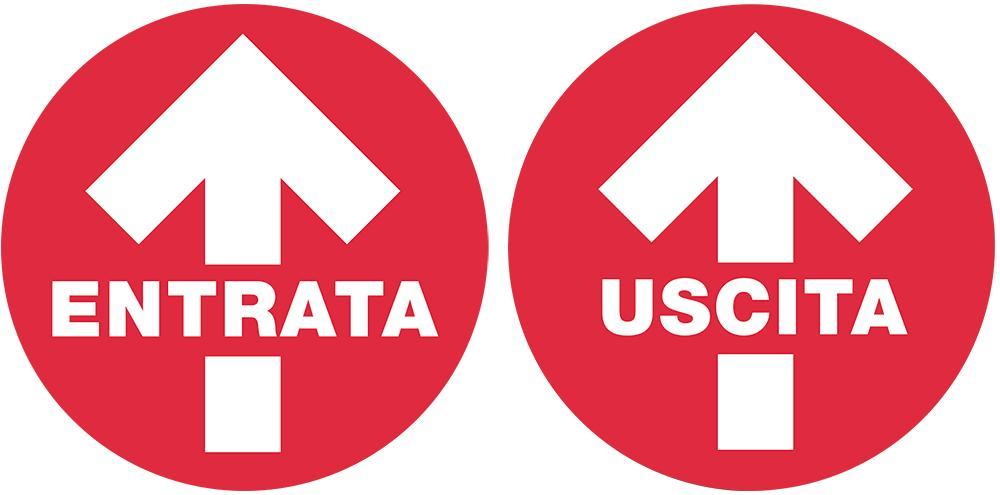 Conf. 2 Bolli Adesivi ''entratA-Uscita'' Diametro 40 Cm Rossi