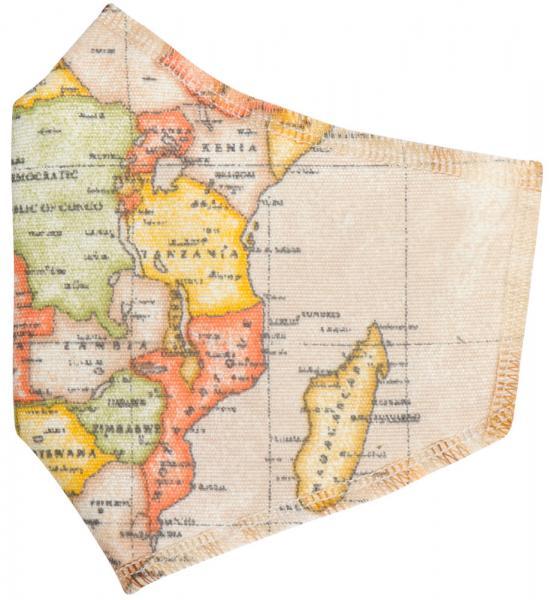 Cora M4pZ-05 Mascherina Adulto Fantasia Carta Geografica Beige