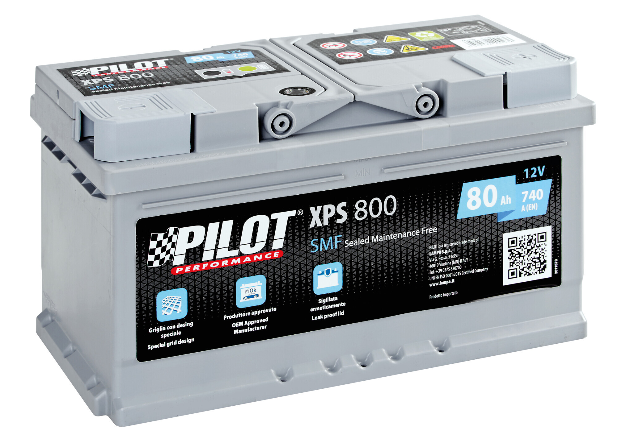 Batteria 12v - Pilot Smf - 80 Ah - 740 A - Lb4