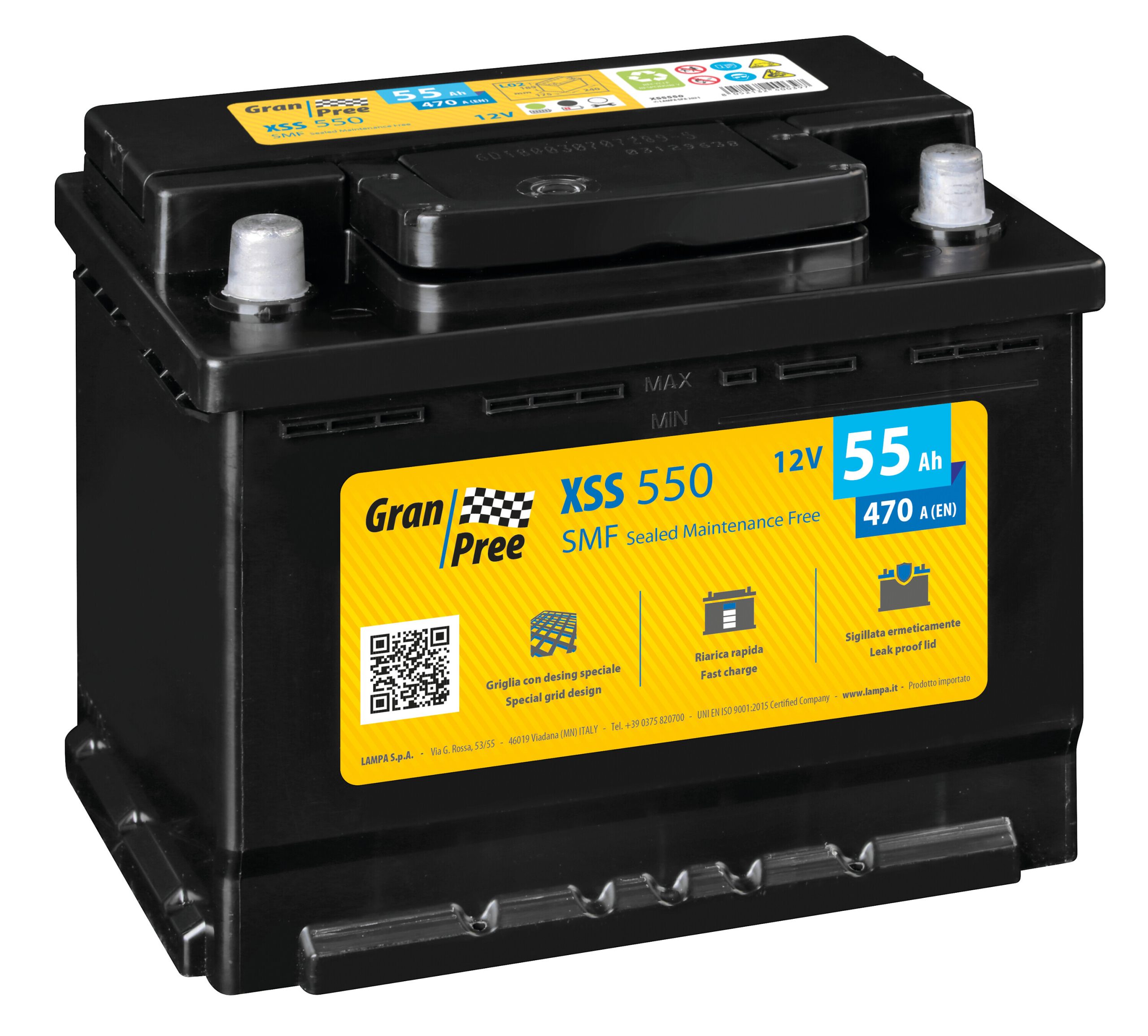 Batteria 12v - Gran Pree Smf - 55 Ah - 470 A - l2