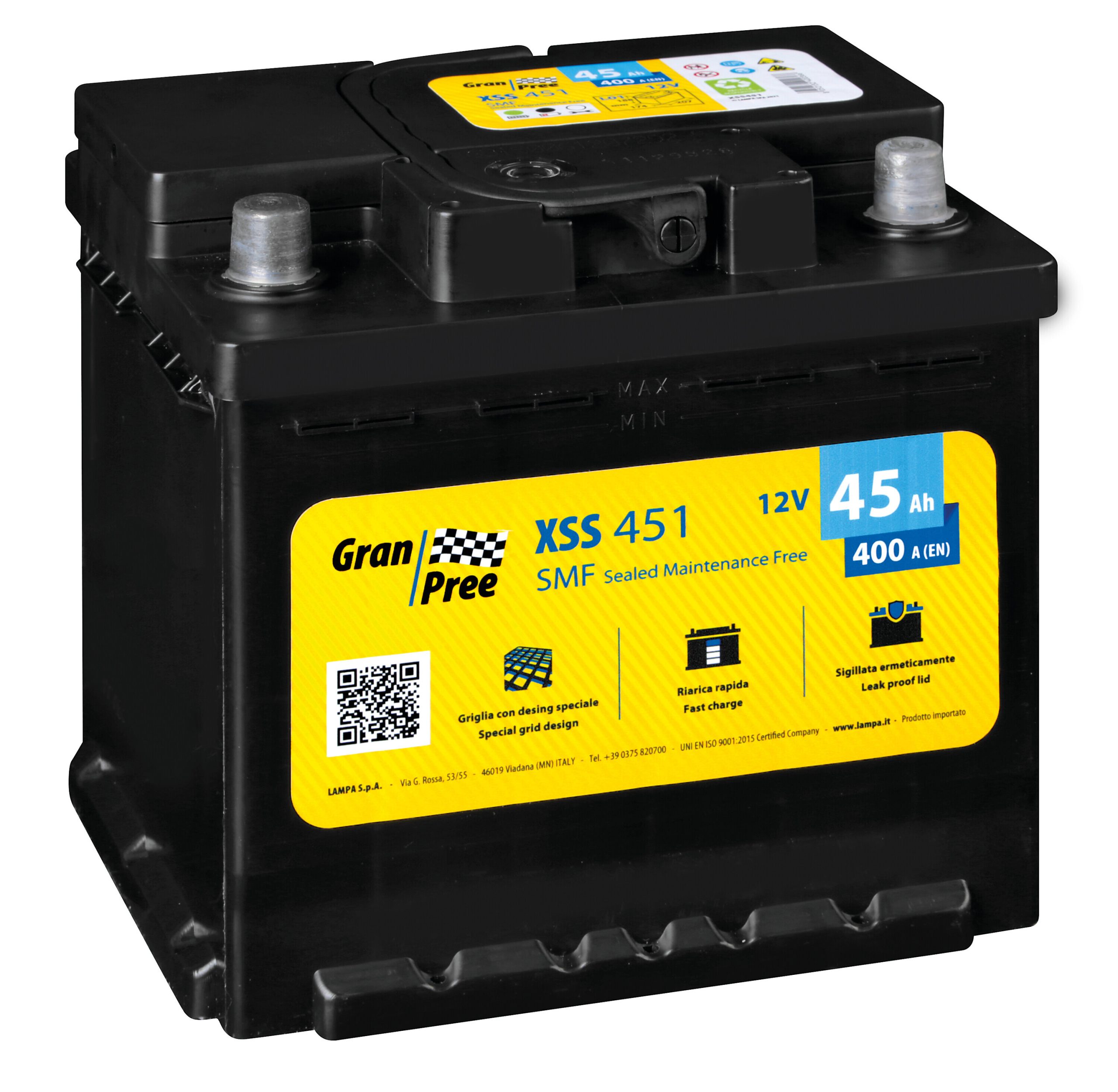 Batteria 12v - Gran Pree Smf - 45 Ah - 400 A - l1