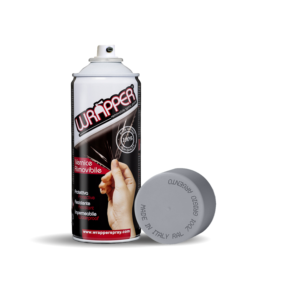 Wrapper, Pellicola Spray Rimovibile, 400 Ml - Grigio Argento - Ral 7001