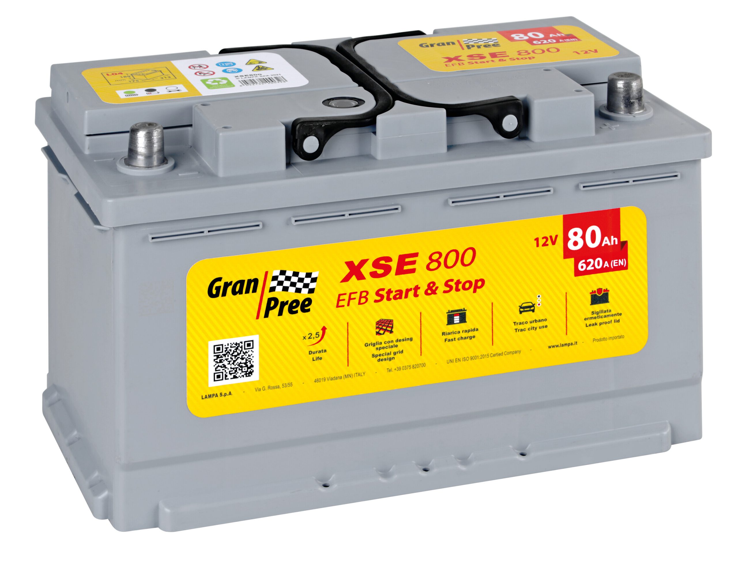 Batteria 12v - Gran Pree StarT-Stop Efb - 80 Ah - 620 A - l4