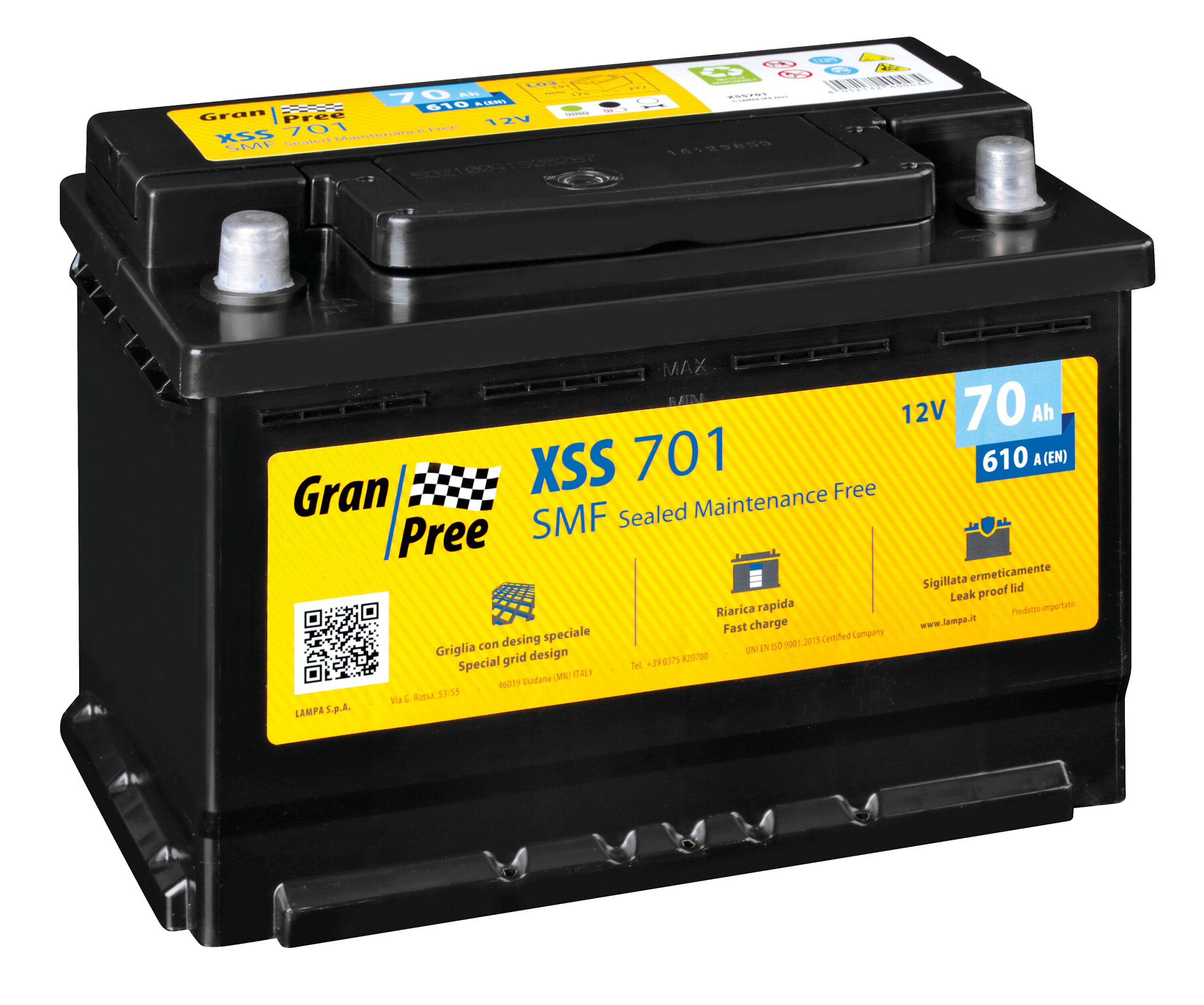 Batteria 12v - Gran Pree Smf - 70 Ah - 610 A - l3