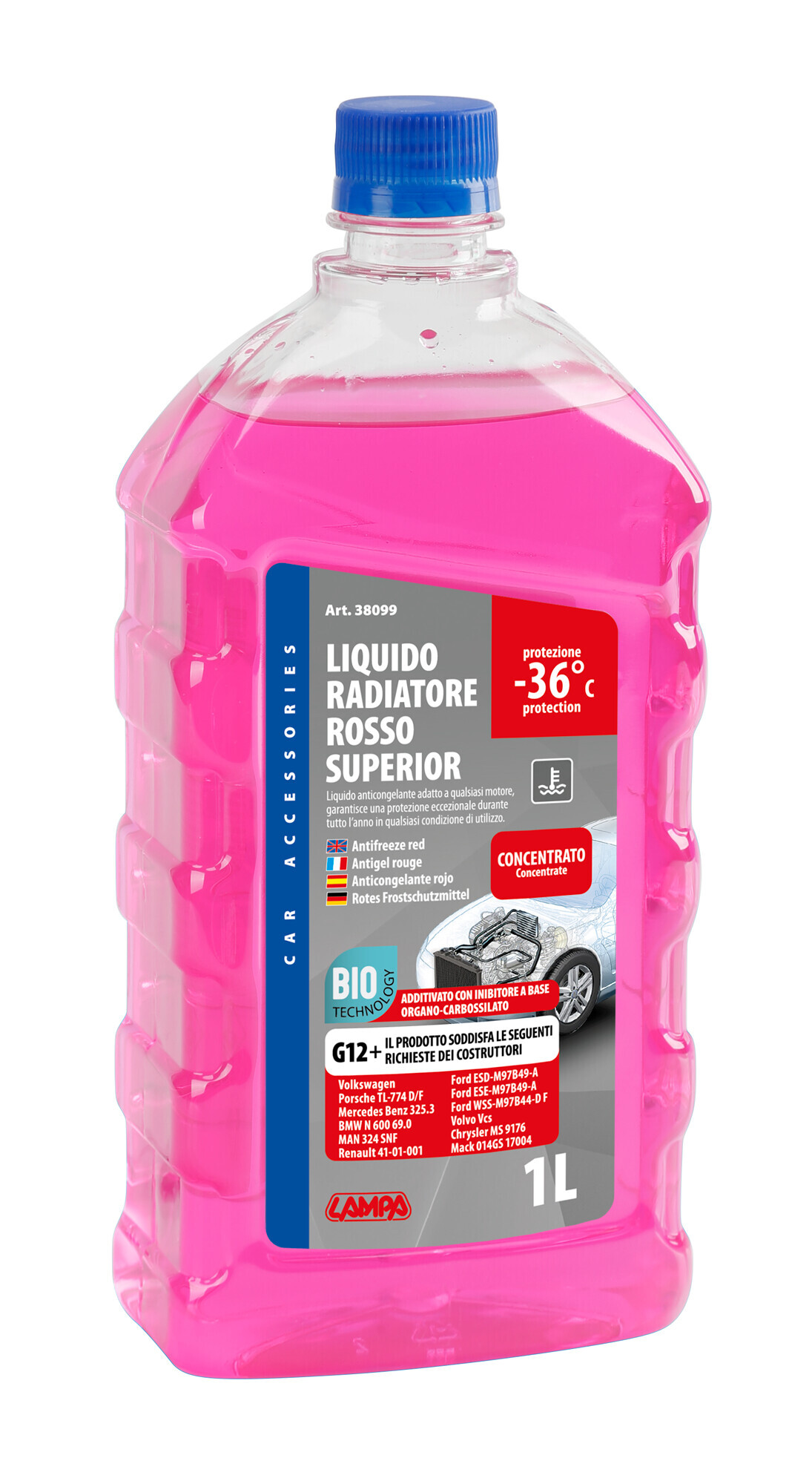SuperioR-Rosso G12+, Liquido Antigelo Radiatore (-36°c) - 1 L