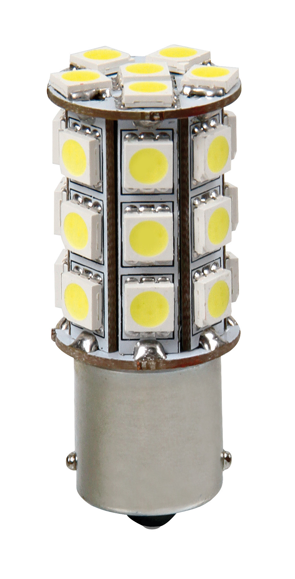 12v Led Series - 27 Smd X 3 Chips - (p21w) - Ba15s - 1 Pz  - D/blister - Bianco