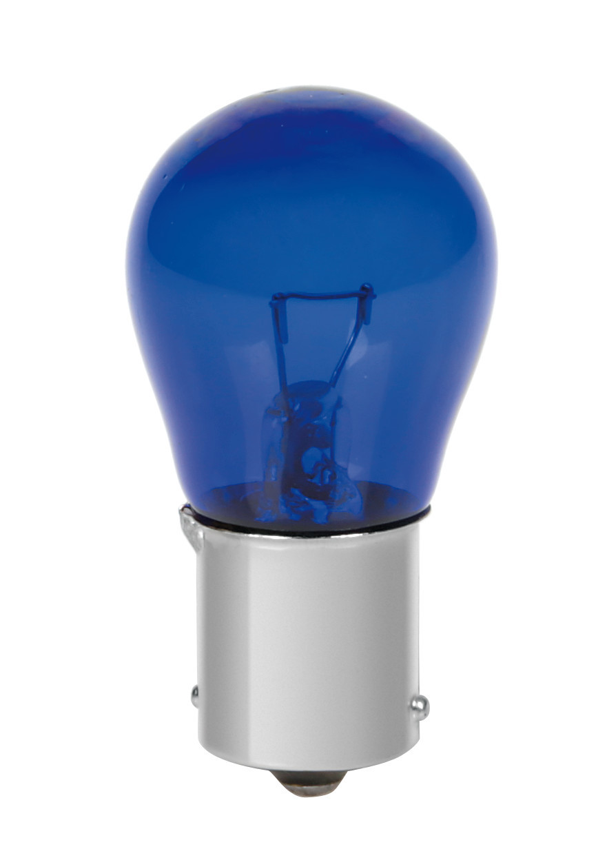 12v Blue Dyed Glass, Lampada 1 Filamento - (p21w) - 21w - Ba15s - 2 Pz  - Scatola - Blu