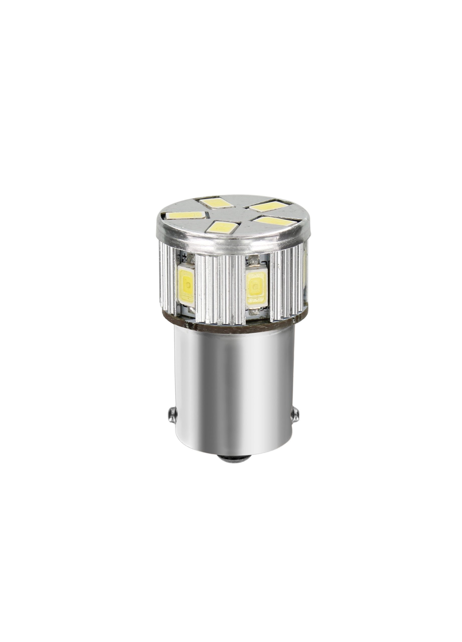 10/30v Led Series - 11 Smd X 1 Chip - (p21w) - Ba15s - 1 Pz  - Scatola - Bianco - Doppia Polarità - Resistenza Incorporata
