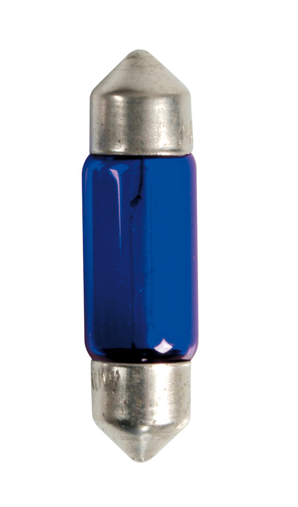 12v Blue Dyed Glass, Lampada Siluro - (c10w) - 11x35 Mm - 10w - Sv8,5-8 - 2 Pz  - Scatola