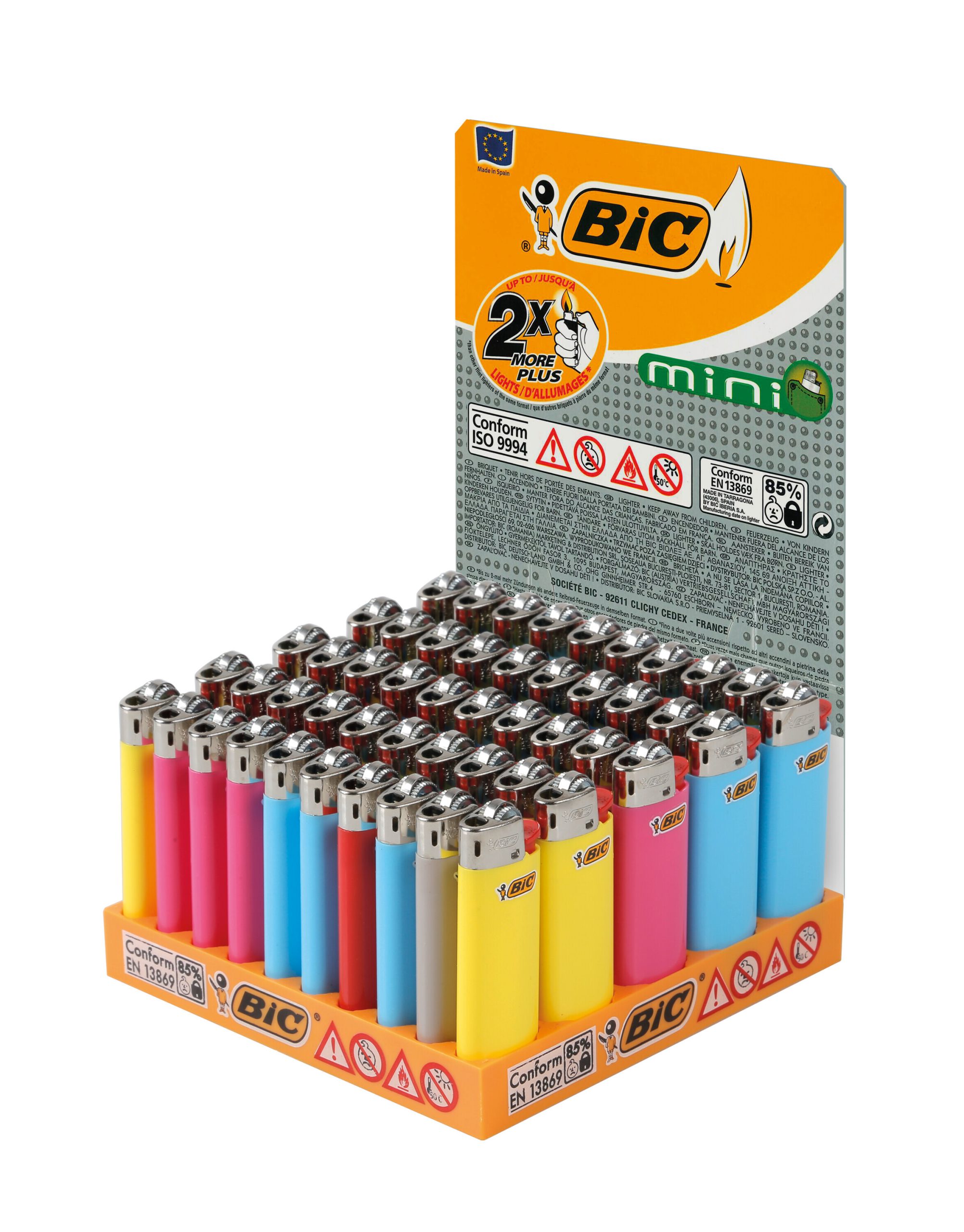 Accendini Bic Classic Mini J25. Display Da 50 Pezzi Colori Assortiti
