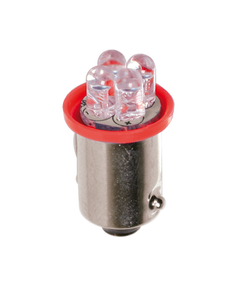24v Led Series - 4 Led - (t4w) - Ba9s - 2 Pz - D/blister - Rosso