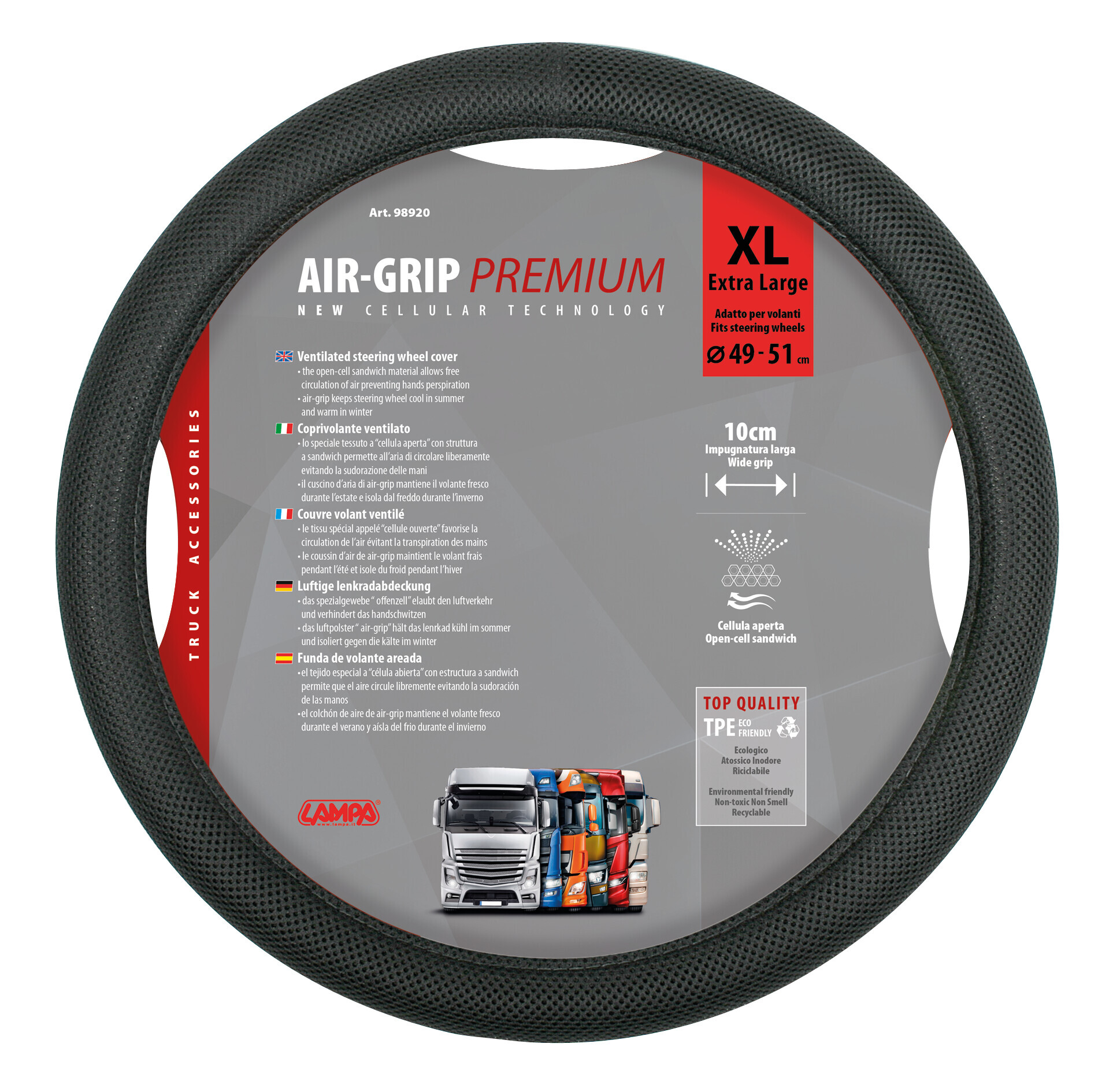 AiR-Grip, Coprivolante Ventilato - Xl - Ø 49/51 cm