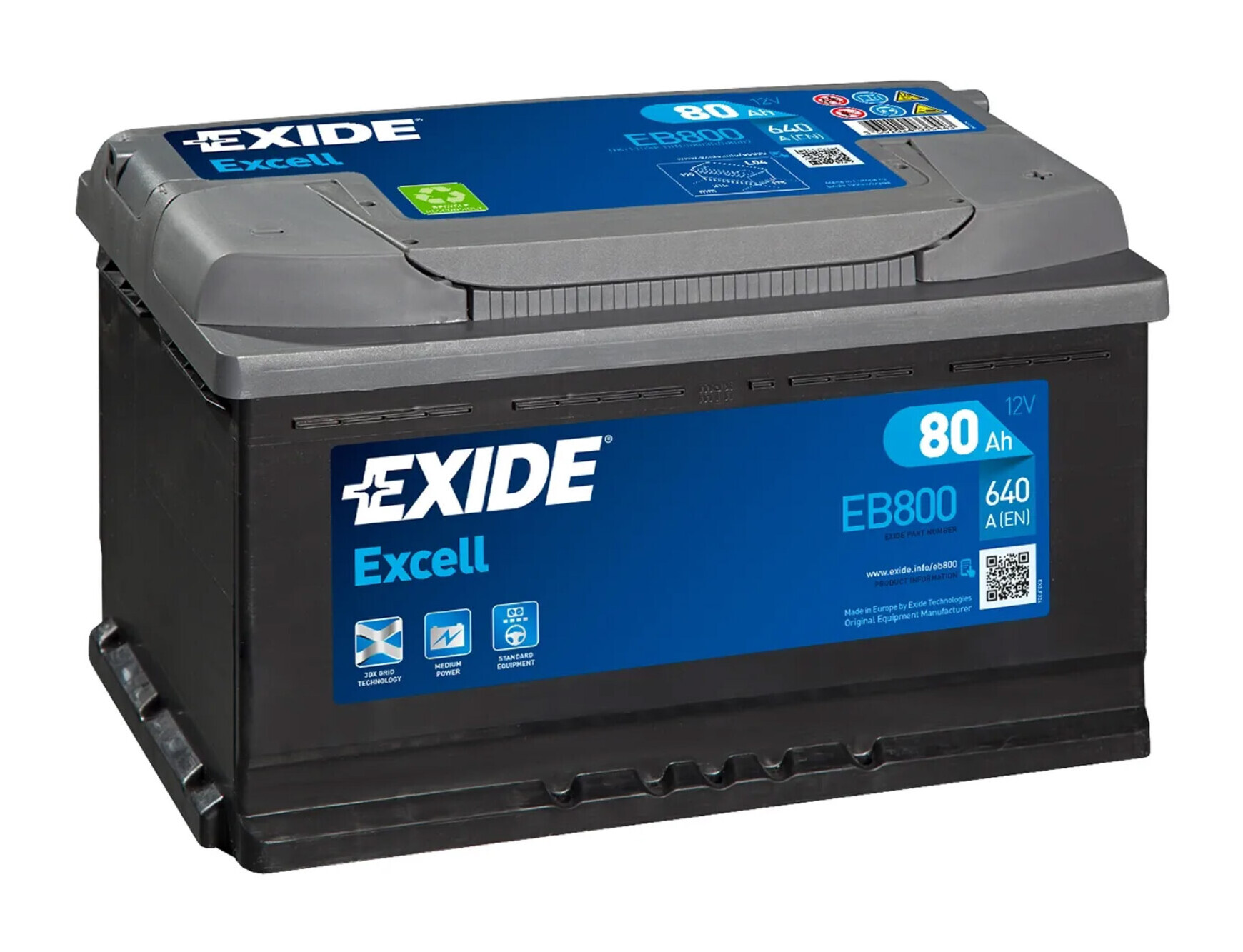 Batteria 12v - Exide Excell - 80 Ah - 640 A - L04