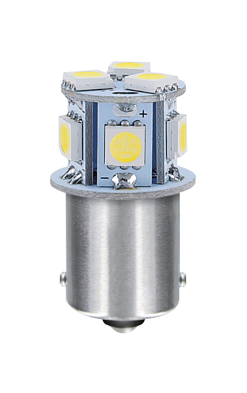 24/28v Led Series - 8 Smd X 1 Chip - (p21w) - Ba15s - 20 Pz  - Scatola - Bianco - Doppia Polarità