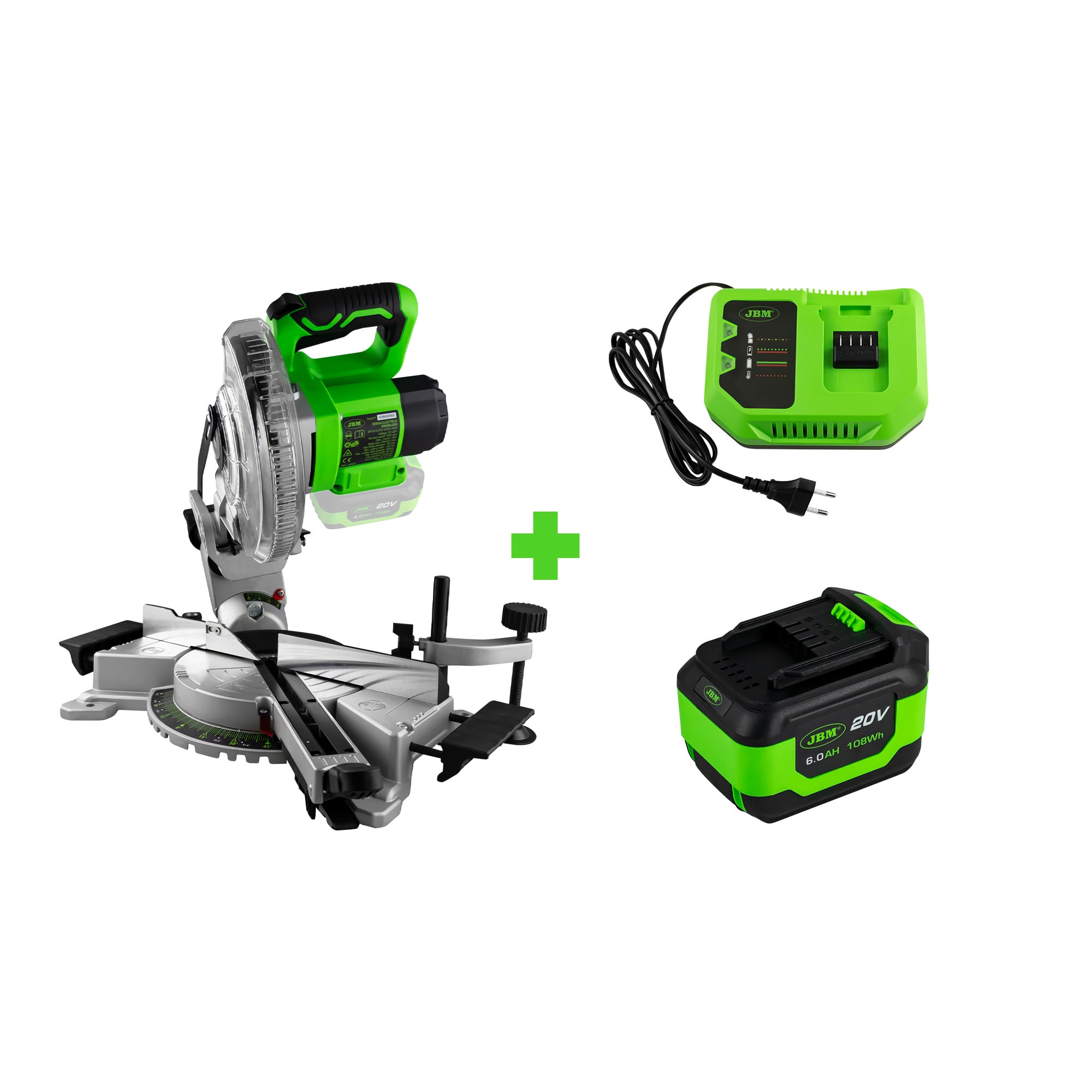 60022 Troncatrice Brushless  + 60015 Batteria Agli Ioni Di Litio Da 6.0 Ah + 60016 Caricabatterie