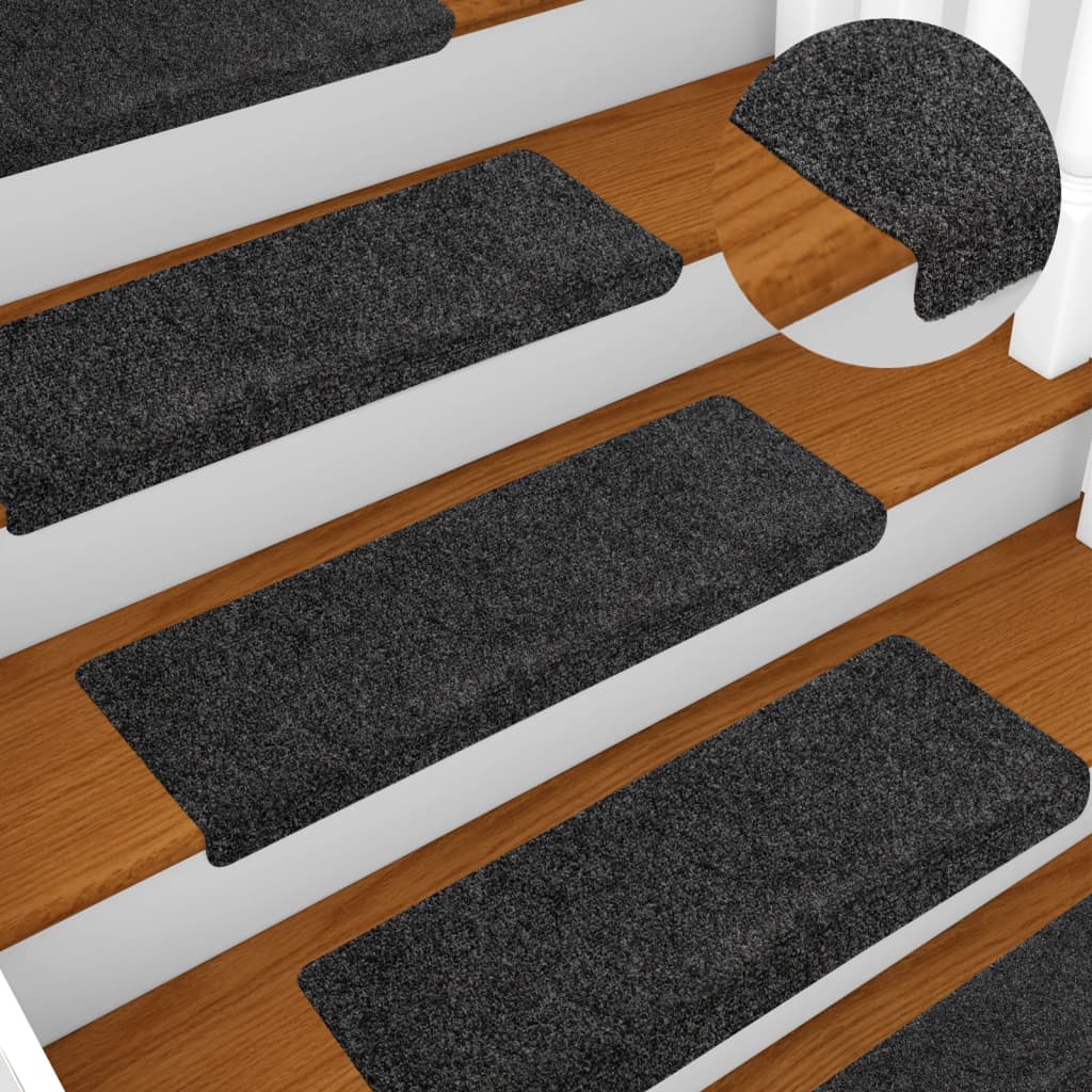 Tappetini Per Scale Autoadesivi 10 Pz 65x21x4 Cm Grigio Bordo Rettangolare