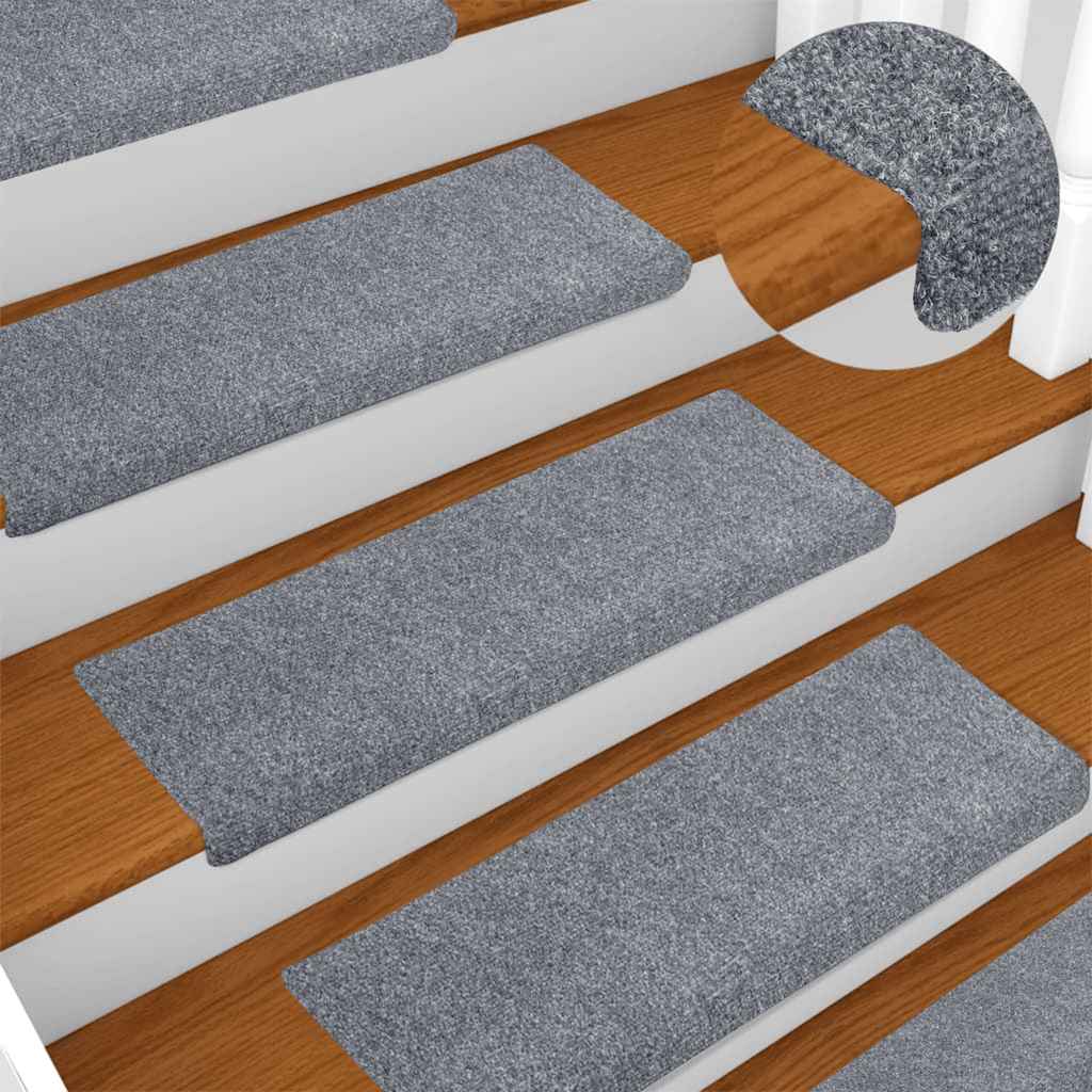 Tappetini Per Scale Autoadesivi 10 Pz 65x21x4 Cm Grigio Chiaro Bordo Rettangolare