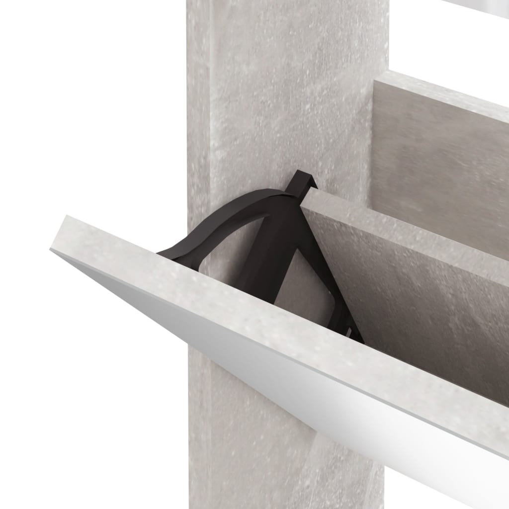 Scarpiera Con Specchio A 3 Livelli Grigio Cemento 63x17x102,5cm - Image 6