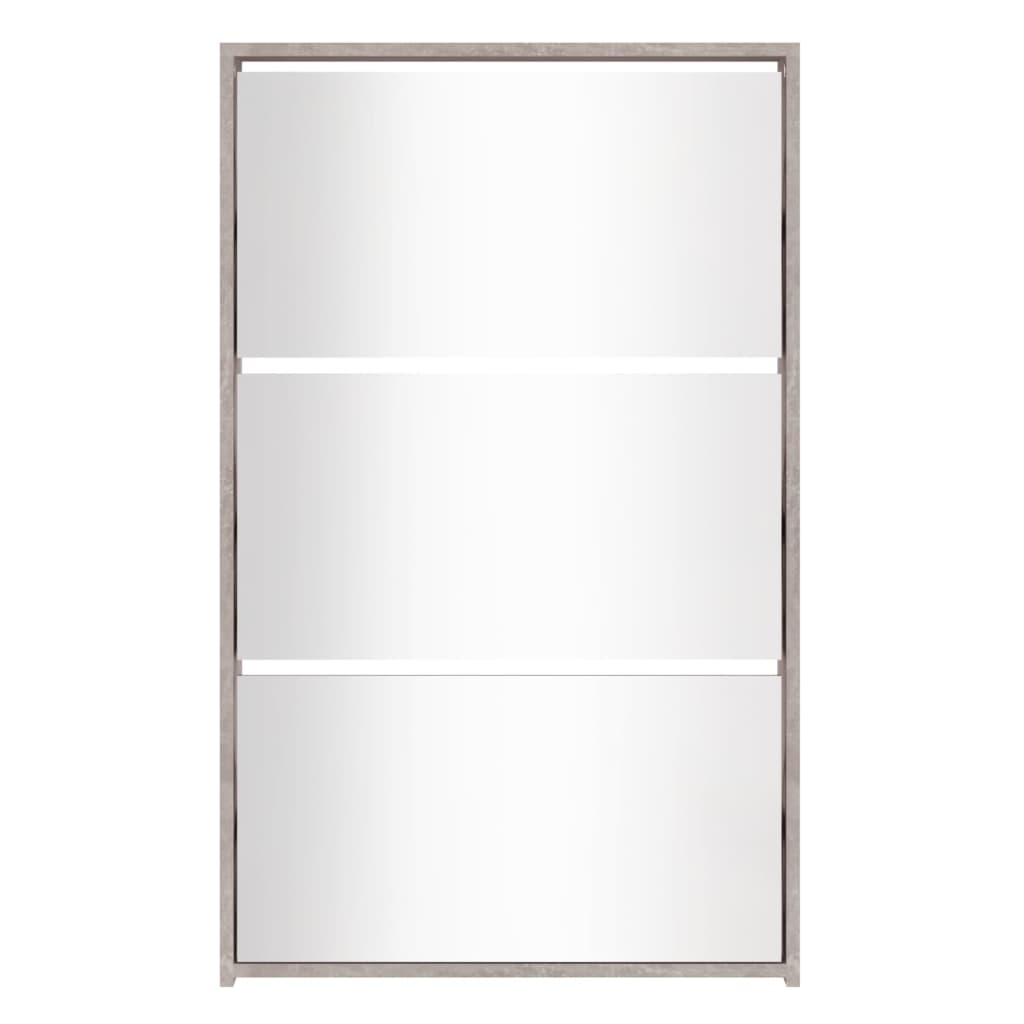 Scarpiera Con Specchio A 3 Livelli Grigio Cemento 63x17x102,5cm - Image 4