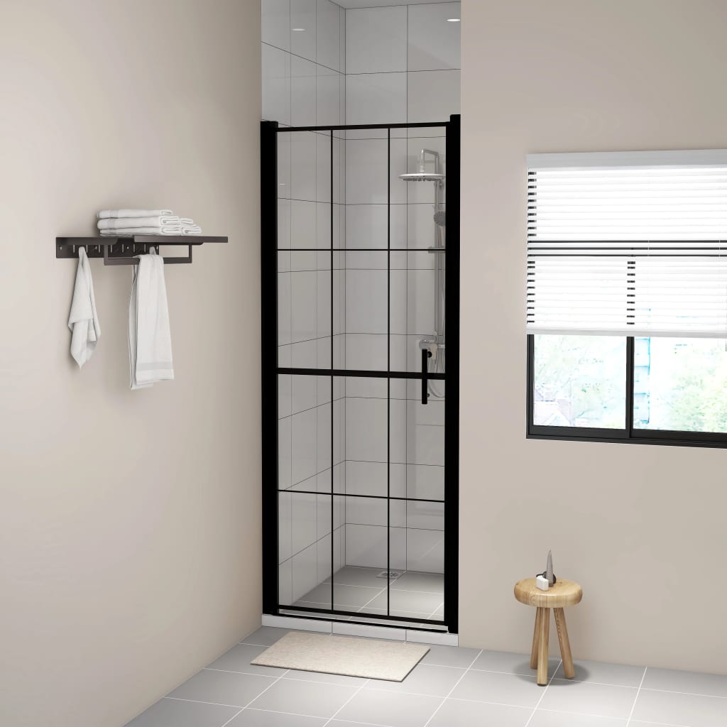 Porta Per Doccia In Vetro Temperato 91x195 Cm Nera