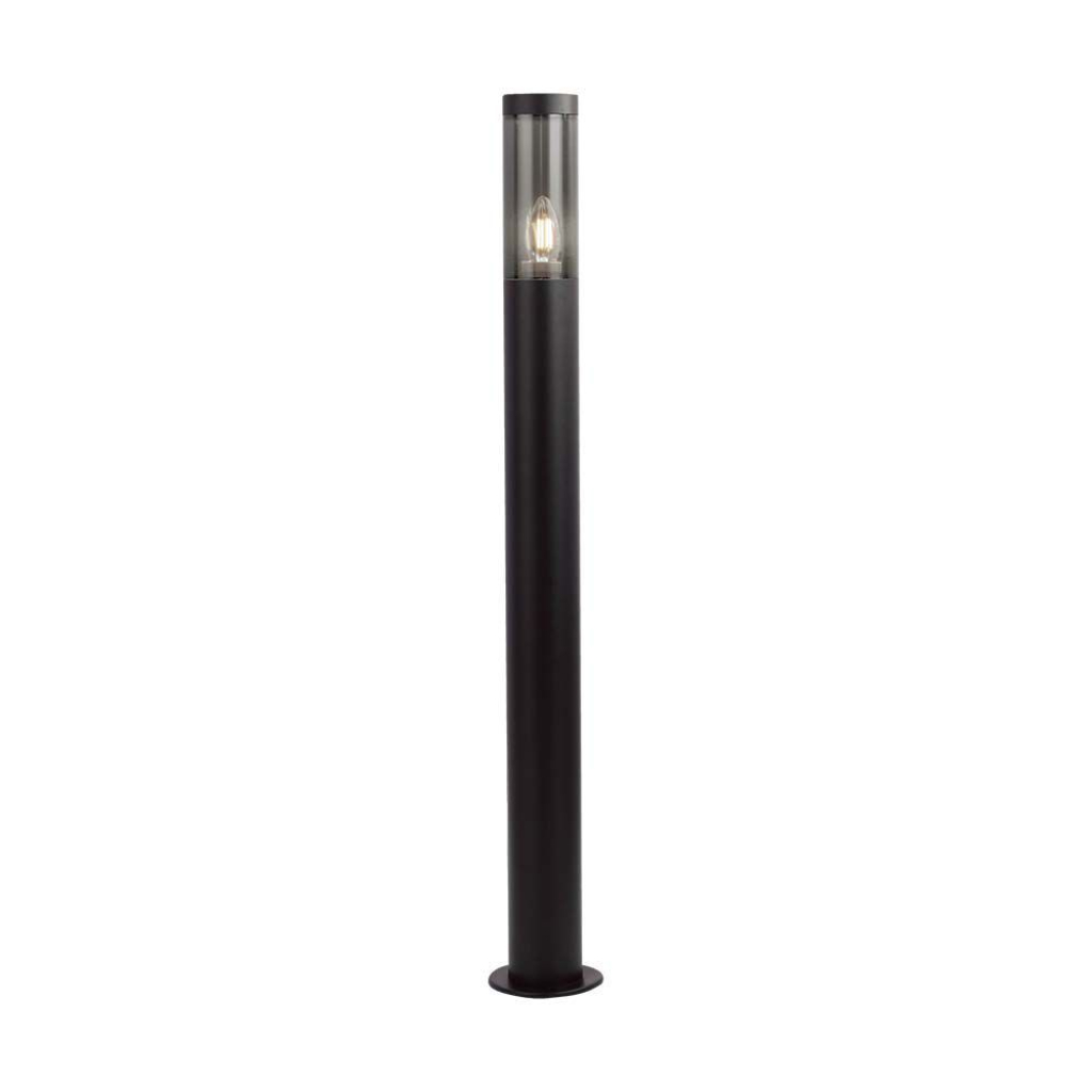 Bollard Garden Light Fitting E27 (76mmx119x1000mm) Smoke Plastic/ss Black Body Ip44