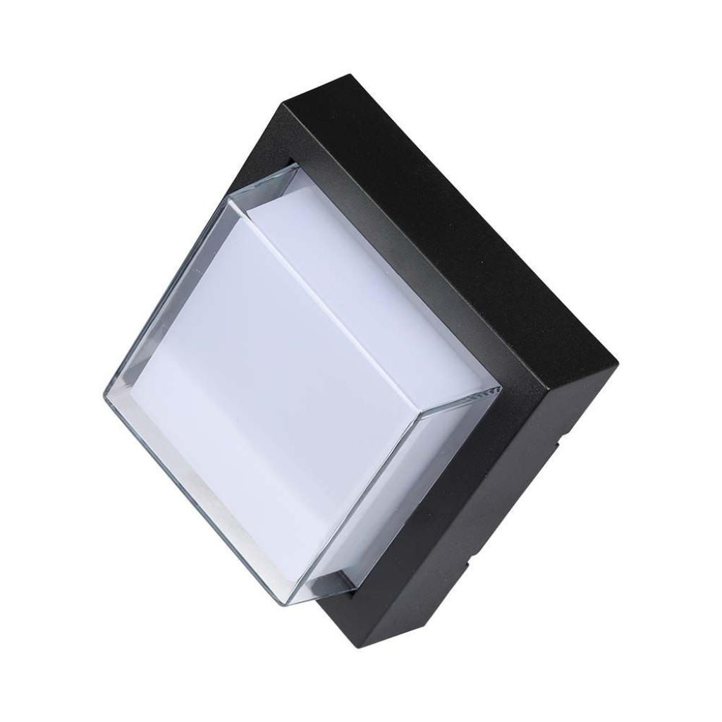 7w Led Wall Light 3000k Black Square Ip65