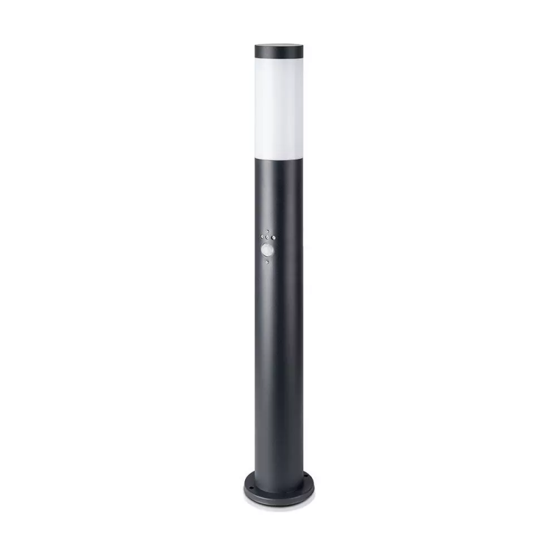E27 Bollard Lamp 80cm With Pir Sensor Stainless Steel Body Black Ip44