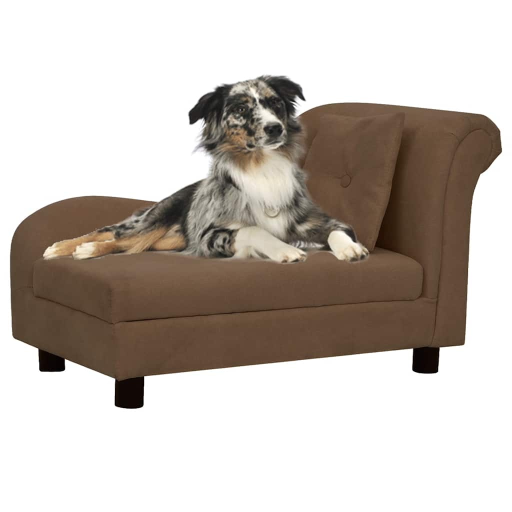 Divano Per Cani Con Cuscino Marrone 83x44x44 Cm In Peluche