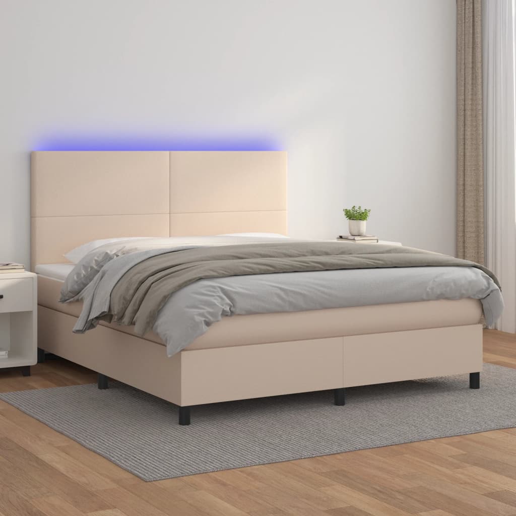 Giroletto Molle Materasso E Led Cappuccino 180x200cm Similpelle
