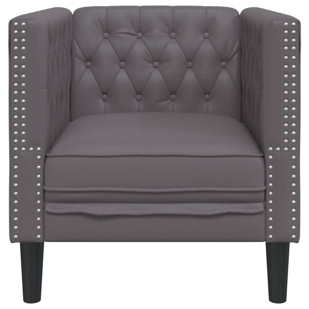 Poltrona Chesterfield Grigia In Similpelle - Image 4