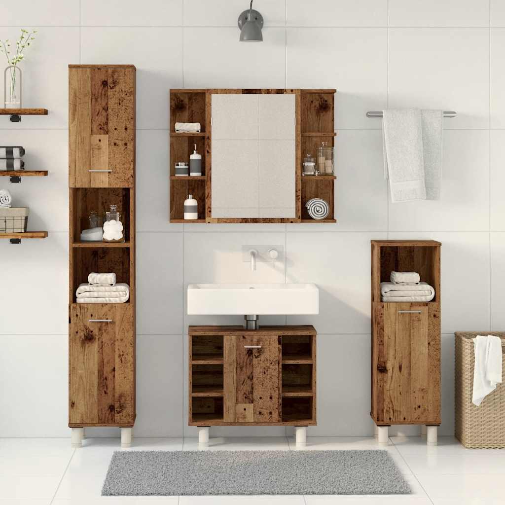 Set Mobili Da Bagno 4 Pz Legno Antico In Legno Multistrato - Image 3