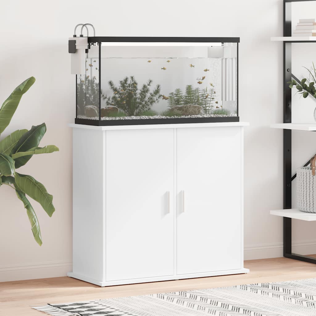 Supporto Per Acquario Bianco 81x36x73 Cm In Legno Multistrato