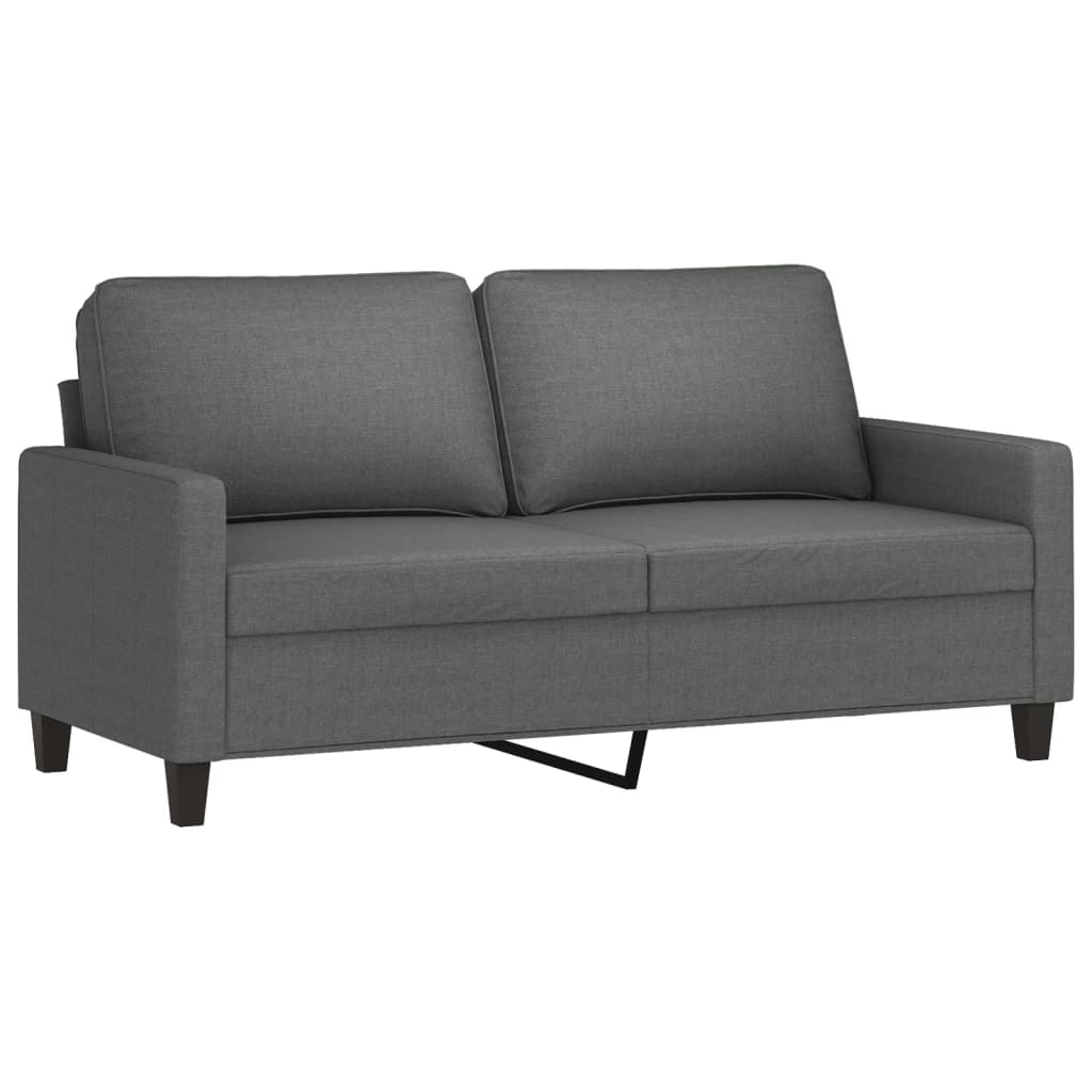 Set Di Divani 2 Pz Con Cuscini Grigio Scuro In Tessuto - Image 4