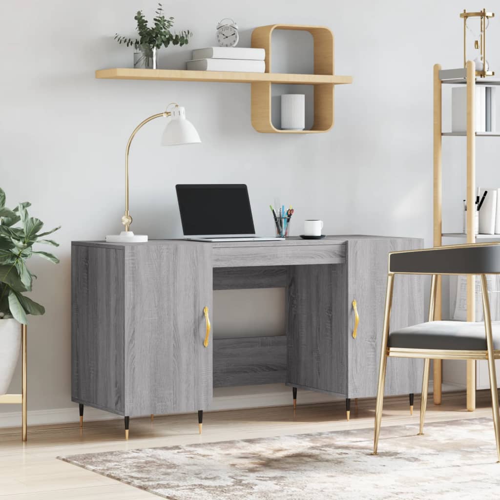 Scrivania Grigio Sonoma 140x50x75 Cm In Legno Multistrato