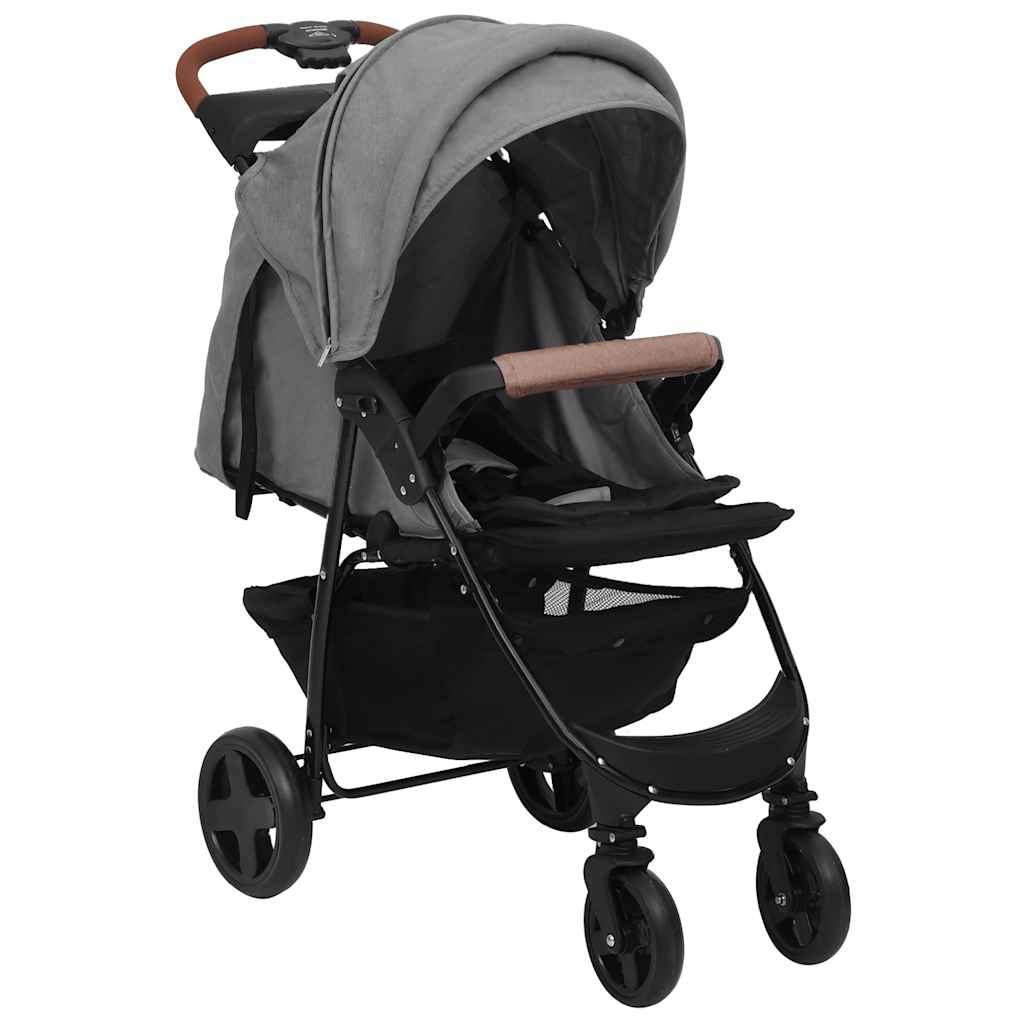 Passeggino 3 In 1 Grigio Chiaro In Acciaio
