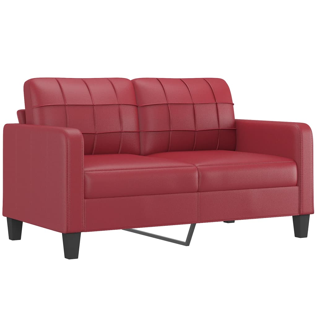 Set Di Divani 2 Pz Con Cuscini Rosso Vino In Similpelle - Image 4