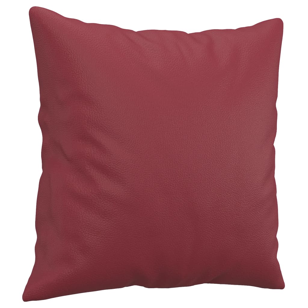 Set Di Divani 2 Pz Con Cuscini Rosso Vino In Similpelle - Image 6