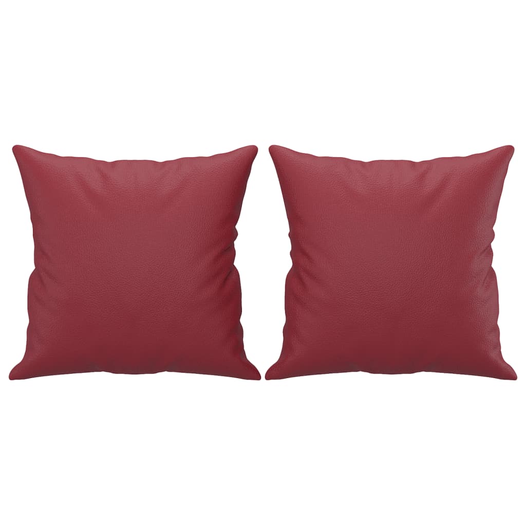 Set Di Divani 2 Pz Con Cuscini Rosso Vino In Similpelle - Image 5