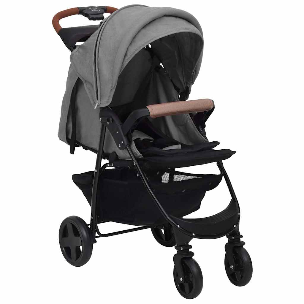 Passeggino 2 In 1 Grigio Chiaro In Acciaio