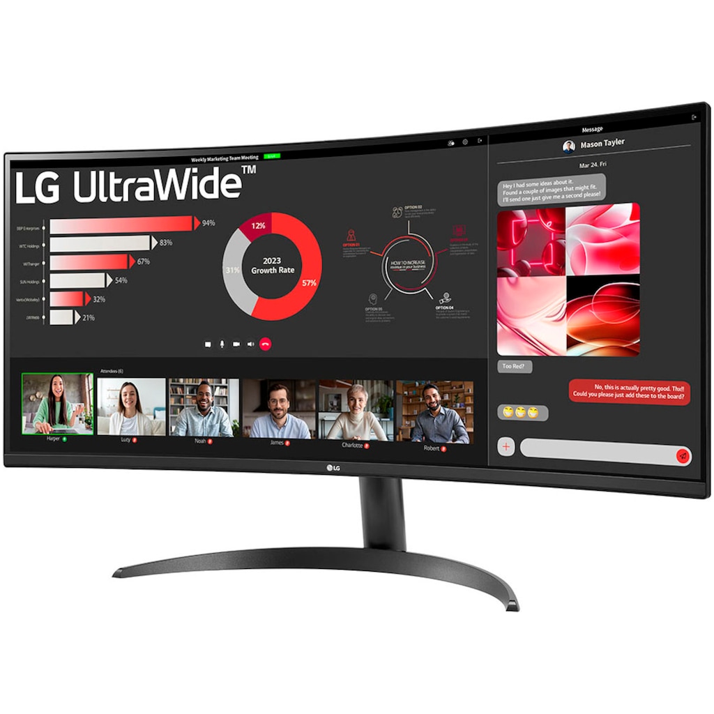 Lg CurveD-LeD-Monitor 34wr50qk, 86 Cm/34 Zoll, 3440 X 1440 Px, Uwqhd, 5 Ms Reaktionszeit, 100 Hz [energieklasse E] (34wr50qK-B.aeu)