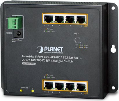 Planet WgS-4215-8p2s - Switch - Verwaltet - 8 X 10/100/1000 (poe+) + 2 X Sfp - An DiN-Schiene Montierbar, Wandmontierbar - Poe+ - Gleichstrom (wgS-42