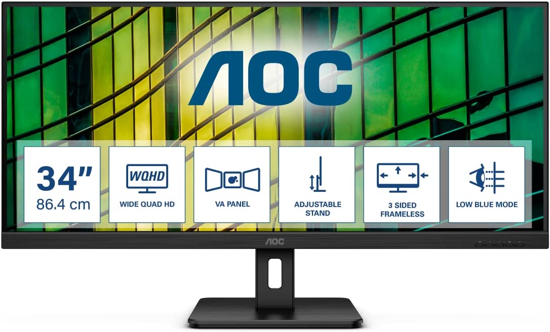 Aoc U34e2m - 86,40cm (34")  Wqhd Monitor, 100 Hz, 4 Ms, Adaptive Sync (3440x1440, Hdmi, Displayport) Schwarz [energieklasse F] (u34e2m)