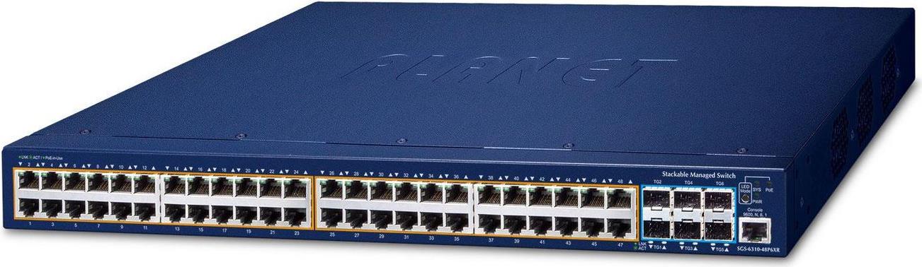 Planet L3 48-Port Ge Poe+ + 6-Port 10g Sfp+ SgS-6310-48p6xr (sgS-6310-48p6xr)
