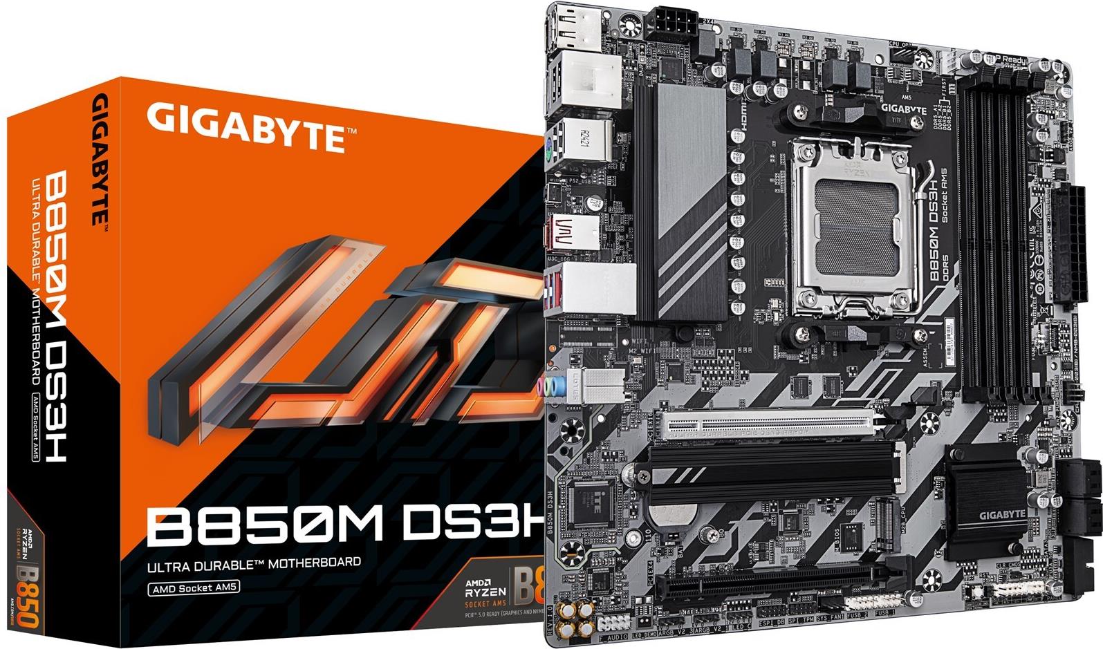 Gigabyte B850m Ds3h Motherboard - Amd Ryzen 9000 Series Cpus, 16+2+2 Phasen Digital Vrm, Bis Zu 8200mhz Ddr5 (oc), 1xpcie 5.0 + 1xpcie 4.0 M.2, 2.5 L