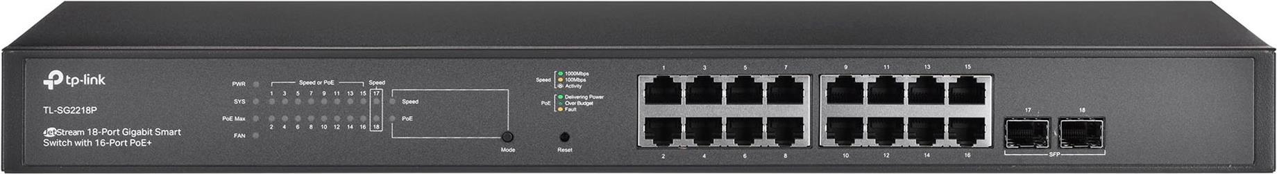 TP-Link Sg2218p NetzwerK-Switch L2/l2+ Gigabit Ethernet (10/100/1000) Power Over Ethernet (poe) 1u Schwarz (sg2218p)